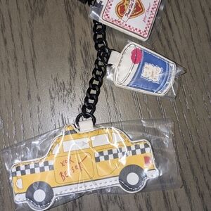 Yellow Taxi and Coffee Cup Keychain/ Bag Charm